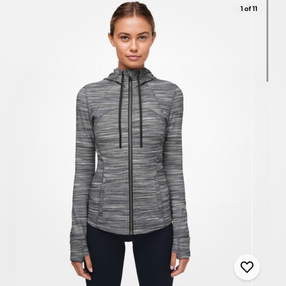 Women’s Lightweight Full-Zip Hooded Jacket - Grey Space  Dye Define